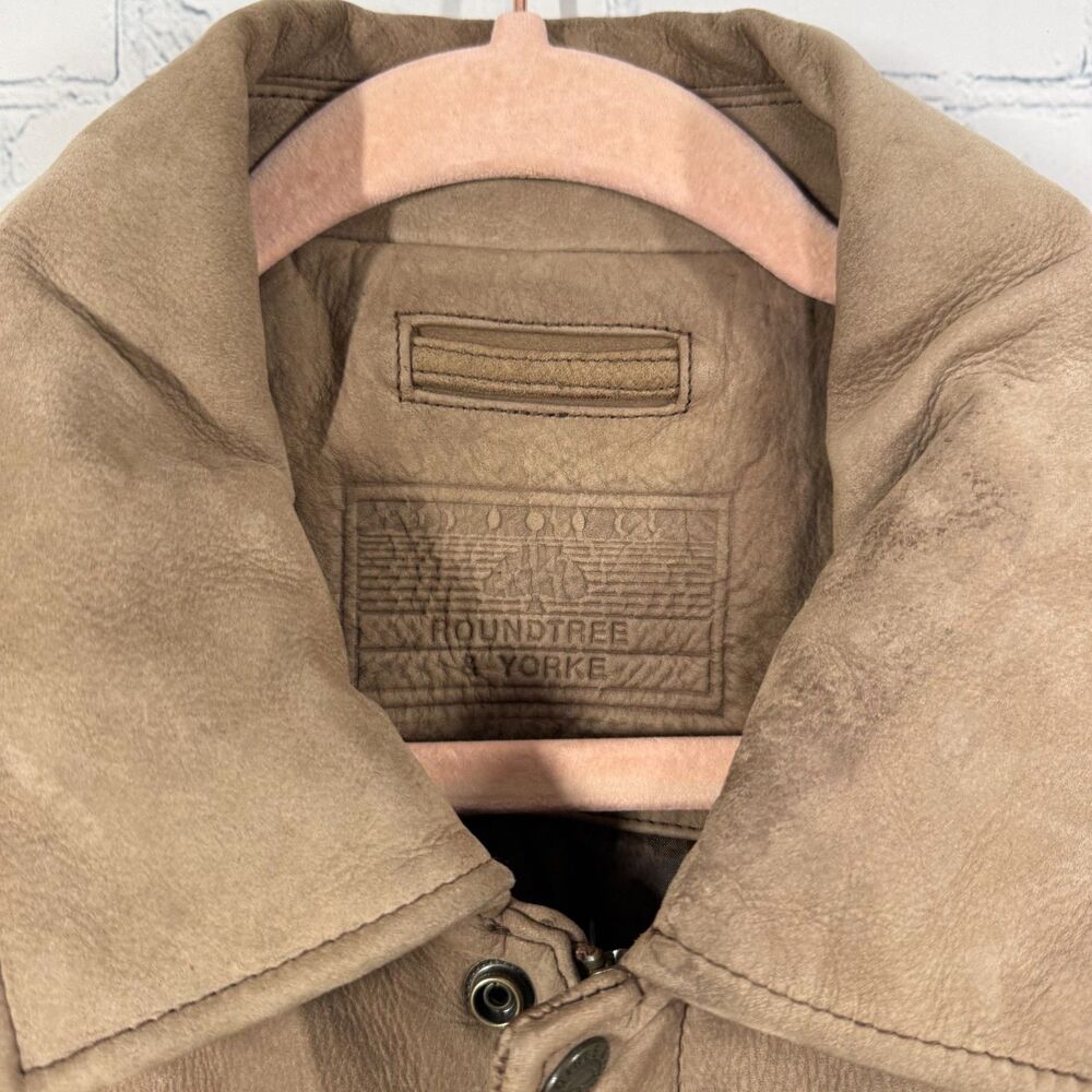 Vintage Roundtree & Yorke Leather Bomber Jacket Mens XL Brown Ranch Western Coat - Picture 4 of 16